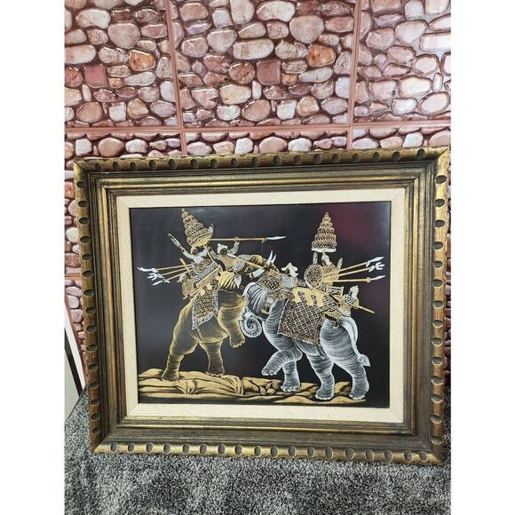 Vintage Framed Thai Silk Painting - Picture 2 of 8
